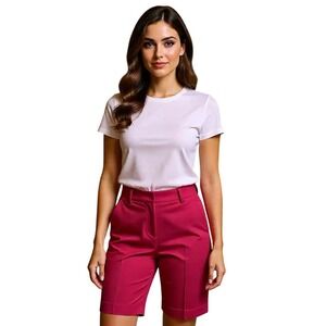 7th Avenue Pants Pink Bermuda Shorts Women Size 0‎ Stretch Sz 0 NWT